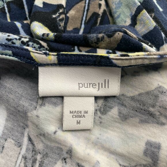 Pure Jill J. Jill Blue Floral Women's Tunic Modal Stretch Kangaroo Pocket Medium - Picture 8 of 10